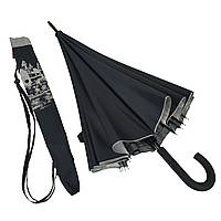Женский зонт-трость с городами на серебристом напылении под куполом, черный, 01011-4 Топ