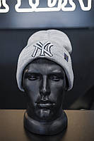 Серая мужская шапка New York с серой вышивкой NY, демисезонная шапка Нью-Йорк, головной убор для парня осень