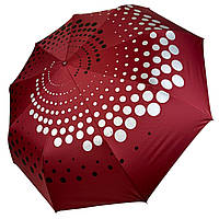 Складной зонт полуавтомат с абстрактным принтом от "Серебряный дождь", антиветер, бордовый 022-309-2 Топ