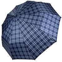 Стильный зонт полуавтомат в клетку от Bellissimo, синий с темно-синей ручкой, М0532-3 Топ
