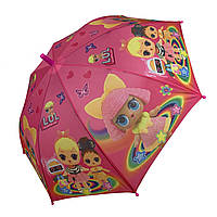 Детский зонт-трость, полуавтомат "LOL / ЛОЛ" от Paolo Rosi, с малиновой ручкой, 0077-3 Топ