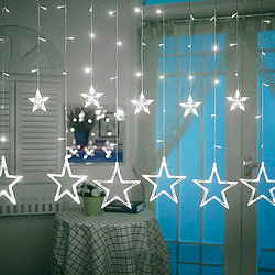 Світлодіодна гірлянда штора Зірки 2.5 метра 138LED 12 зірок USB білий