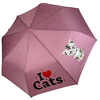 Детский складной зонт для девочек и мальчиков на 8 спиц "I Cats" с котиком от Toprain, нежно-розовый, 02089-8