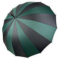 Женский зонт-трость на 16 спиц с контрастными секторами, полуавтомат от фирмы Toprain, зеленый, 0616-8 Топ