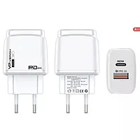 Блок для зарядки телефона 20W USB/Type-C 2,4А белый Veron