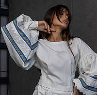 Попереднє замовлення! Блуза вишиванка жіноча з машинною вишивкою, з корсетною шнурівкою, Бiла, S, S-M, M, L, XL