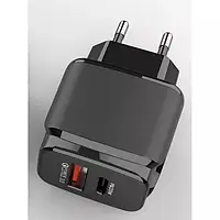 Блок для зарядки телефона 20W USB/Type-C 2,4А черный Veron