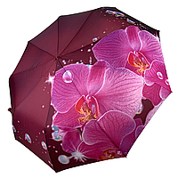 Женский зонт-автомат розовый с цветочным принтом на 9 спиц от Flagman N0153-5 Топ