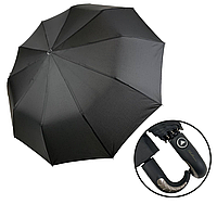 Мужской зонт полуавтомат с ручкой крюк от Bellissimo, черный, М0526-1 Топ