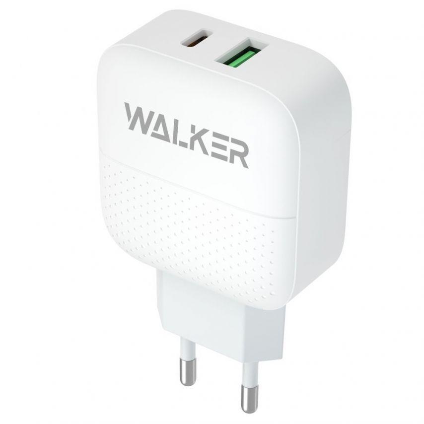 Блок для заряджання телефону 18W USB/Type-C 3A білий WALKER