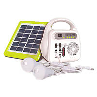 Фонарь EURONET 104 Solar Light System, Многофункциональный, 6000mAh, Повербанк, 3 Лампочки, FM, SD Карта