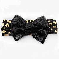 Пов'язка дівчинці на голову з бантом one size леопардовий