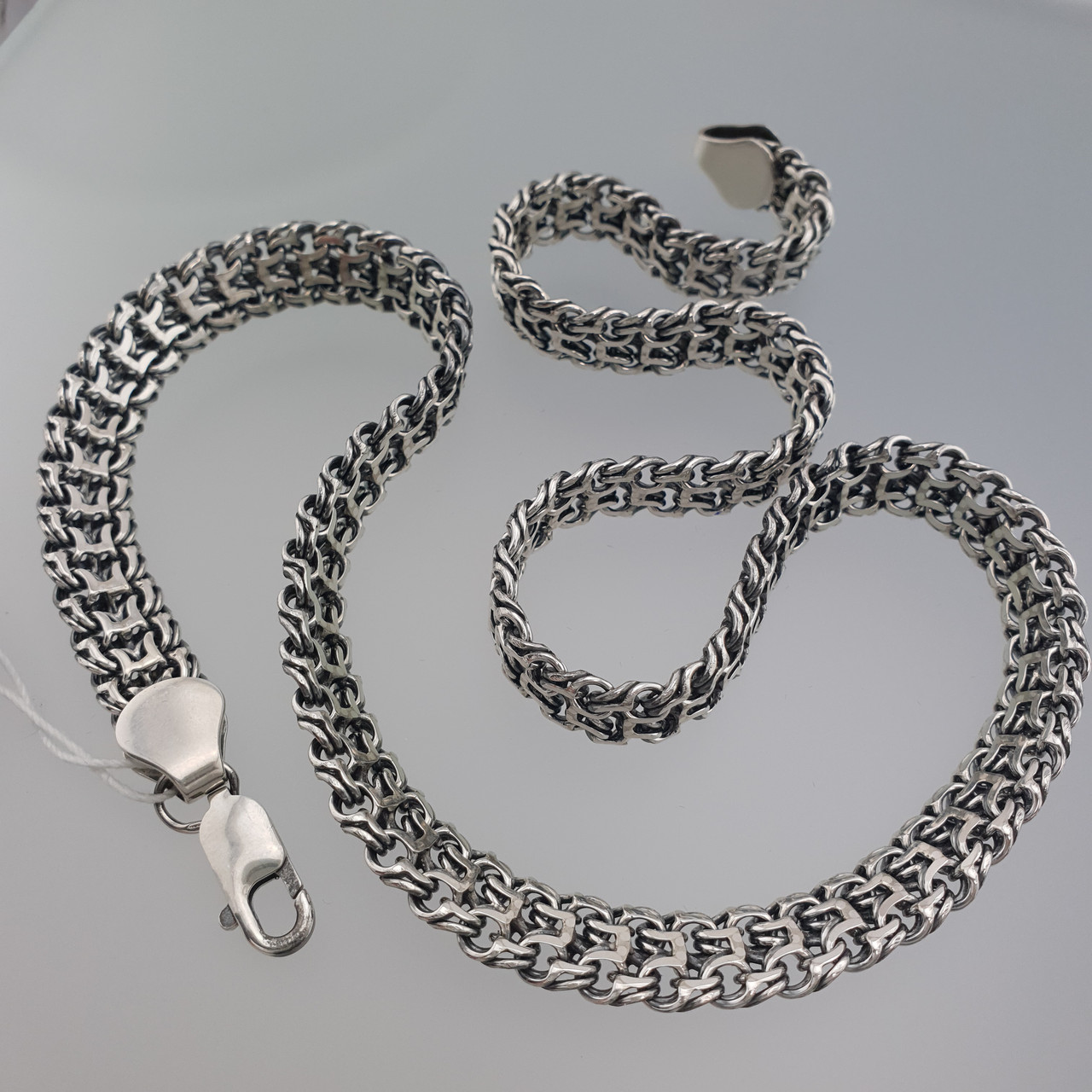 Срібна цепочка Фараон / Трактор. Ланцюг на шею срібло товстий широкий 10 мм 50 см, фото 1