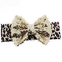 Пов'язка дитяча на голову з бантом one size леопардовий