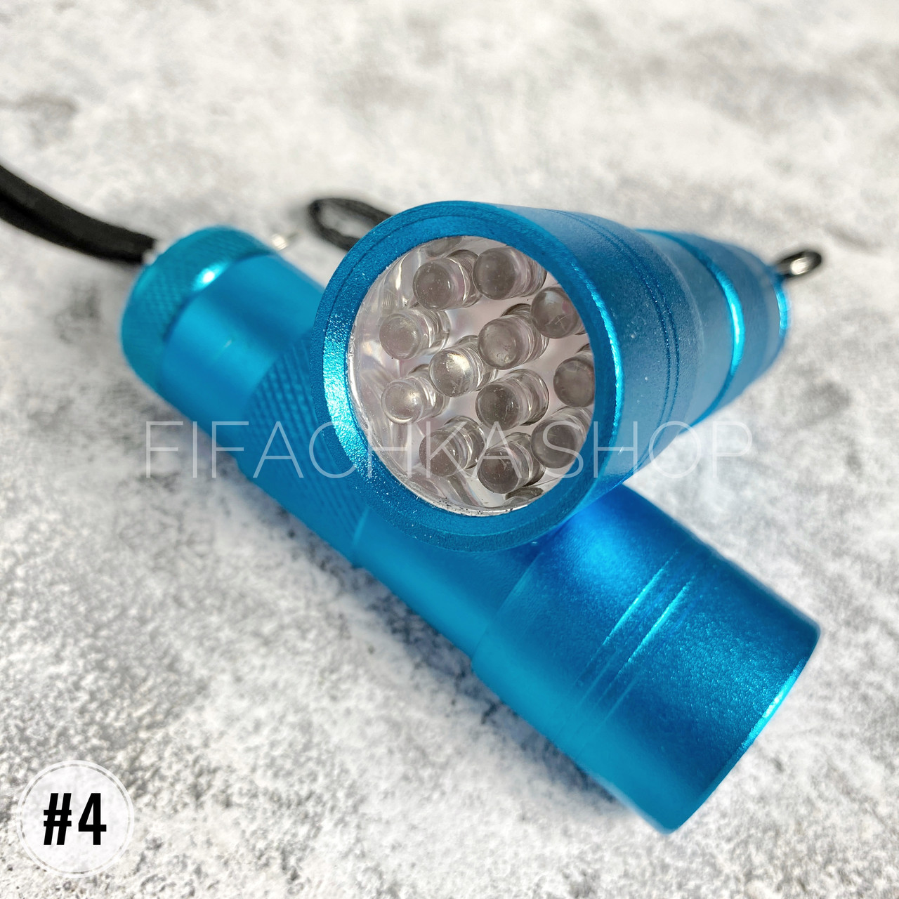 Лампа-ліхтарик для нігтів, манікюру, гель-лаку на батарейках з металевим корпусом 12 Вт - блакитний