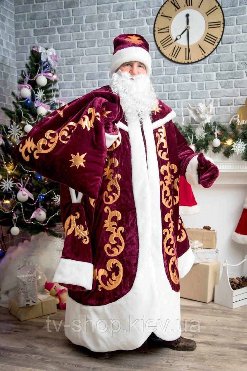 Карнавальний костюм Святий Миколай (бархіт) бордо, синій, фото 1
