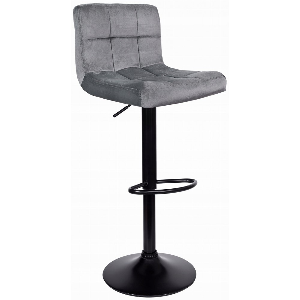 1 Барний стілець зі спинкою для барної стійки Bonro B-0106 з чорною основою крісло на кухню високе велюр сірий