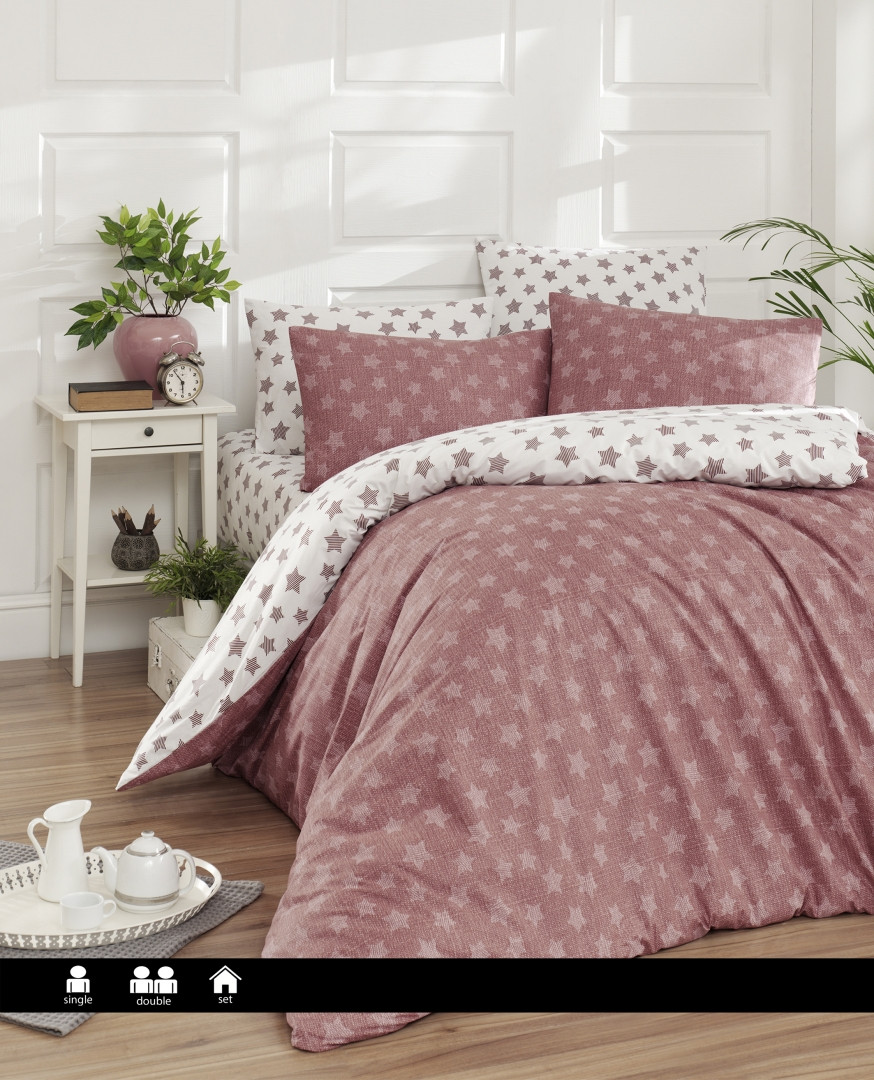 Півтораспальна Турецька Постільна Білизна First Choice Light Rose Ранфорс 160х220см, фото 1