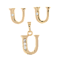 Набір Xuping Позолота 18K Сережки Кулон "Літера U"