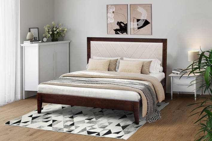 Ліжко двоспальне з масиву сосни Аксіома, Мікс меблі, колір горіх, фото 2