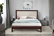 Ліжко двоспальне з м'яким наголов'ям із масиву сосни АКСІОМА, Мікс меблі, колір горіх, фото 2