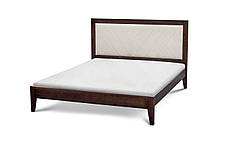 Ліжко двоспальне з м'яким наголов'ям із масиву сосни АКСІОМА, Мікс меблі, колір горіх, фото 3