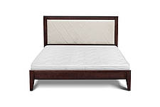 Ліжко двоспальне з м'яким наголов'ям із масиву сосни АКСІОМА, Мікс меблі, колір горіх, фото 4