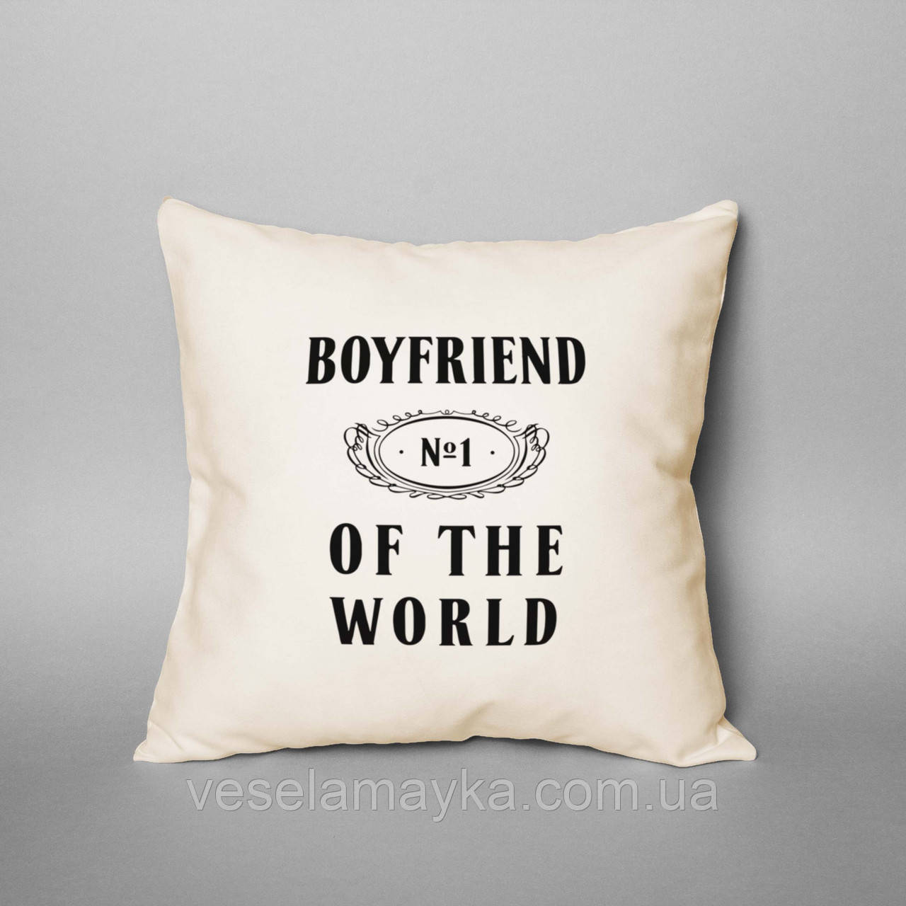 Подушка "Boyfriend №1 of the world", Білий, White, англійська