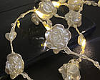 Гірлянда "краплі роси" Троянди білі на батарейках 1 м 10 LED (золотистий білий), фото 3