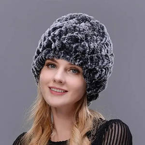 Шапка хутряна жіноча, сіра
