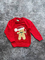 Детский вязаный рождественский свитер шерстяной без горла, новогодний джемпер для мальчика Малыш