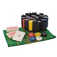 Набор для настольной игры в покер на 200 фишек и сукном 9031