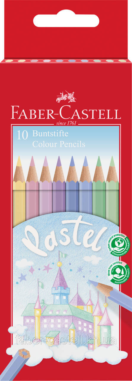 Олівці кольорові Faber-Castell Pastel пастельні відтінки, 10 кольорів, 111211