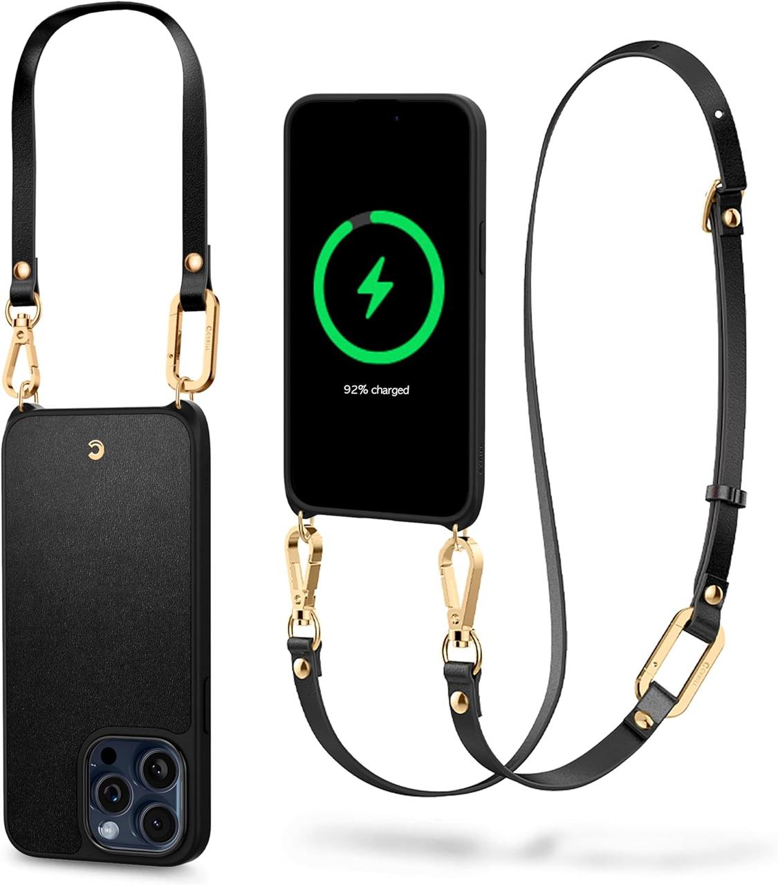 Чохол Spigen для iPhone 15 Pro — Cyrill, Classic Charm Mag, з ремінцем, Чорний (ACS06773)