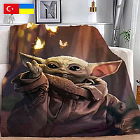 Плед плюшевый с 3D изображением "Малюк Yoda" 135х160 см арт 2449