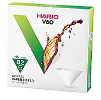 Фильтры Hario 02 40 шт. Белые Харио V60 для кофе BOX