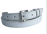 Жіночий шкіряний вузький ремінь білий, фото 4