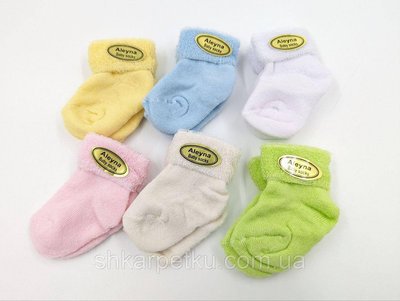 Дитячі шкарпетки, махрові шкарпетки Eslayn для хлопчиків та дівчат однотонні з відворотом. Розмір 0, яскравий МІКС 12 пар/уп, фото 1