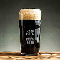 Тор! Бокал для пива "Keep calm and drink beer", англійська, Крафтова коробка