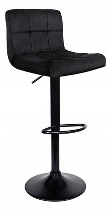 Барний стілець зі спинкою Bonro B-0106 велюр чорний з чорною основою, фото 2