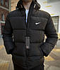 Чоловіча зимова куртка Nike Зимовий чоловічий пуховик Найк чорний з капюшоном, фото 4