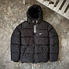 Чоловіча зимова куртка Nike Зимовий чоловічий пуховик Найк чорний з капюшоном, фото 7