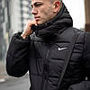 Чоловіча зимова куртка Nike Зимовий чоловічий пуховик Найк чорний з капюшоном, фото 3