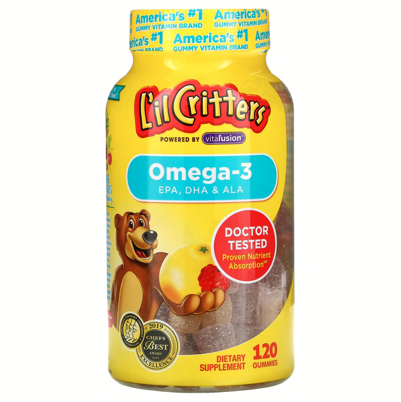 Омега-3 зі смаком малини та лимонаду, Omega-3 for Kids, L'il Critters, 120 жувальних цукерок