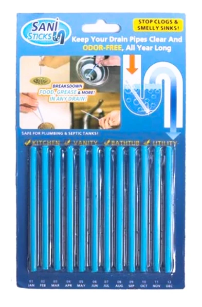 Набор палочек для устранения засоров в трубах Sani Sticks, синие - фото 4 - id-p2016321887