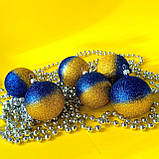 Набір новорічних іграшок 6 шт 6 см | прикраси ялинкові українські патріотичні | новорічні іграшки, фото 2