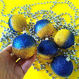 Набір новорічних іграшок 6 шт 6 см | прикраси ялинкові українські патріотичні | новорічні іграшки, фото 3