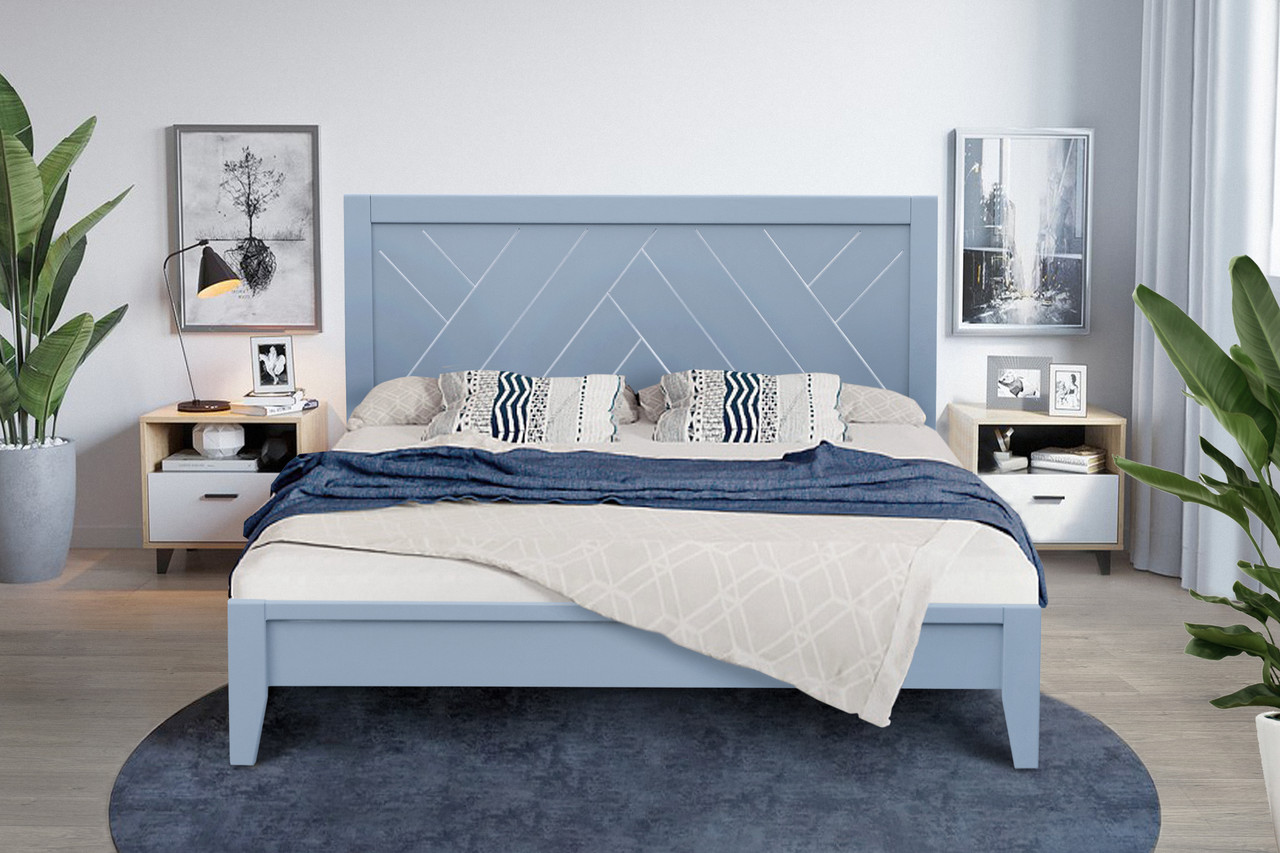 Ліжко двоспальне з масиву сосни АРТЕМІДА Мікс меблі, колір сірий (патина срібло)