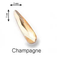 Страз камень для дизайна ногтей, слеза большая шампань, 1 шт