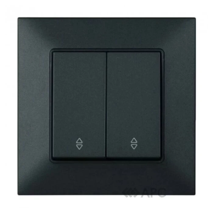 Вимикач Panasonic Arkedia Slim чорний двоклавішний прохідний швидкий монтаж WNTC01112BL, фото 1